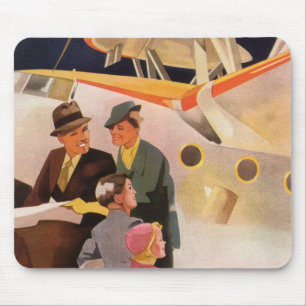 Familienurlaub im Vintage-Stil mit Wasserflugzeug Mousepad