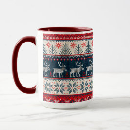 Familienurlaub Imitate Strick Muster Nordic Thema Tasse