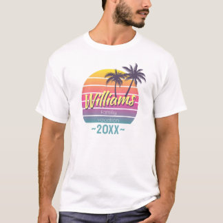 Familienurlaub Jahr Palme Tree Vintager Sonnenunte T-Shirt