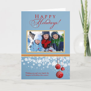 Familienurlaub-Karte für Schneeschmuck (blau) Feiertagskarte