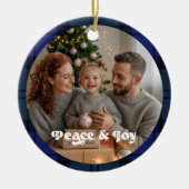 Familienurlaub Keepake Kariertes Weihnachtsfest Fo Keramik Ornament (Vorne)