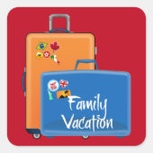 Familienurlaub, Koffer bereit, Quadratischer Aufkleber (Vorderseite)