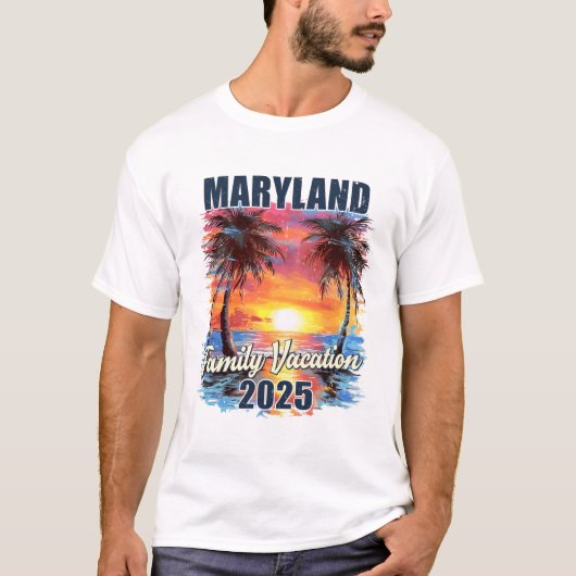 Familienurlaub Maryland 2025 Sommerreise Matching T-Shirt (Vorderseite)