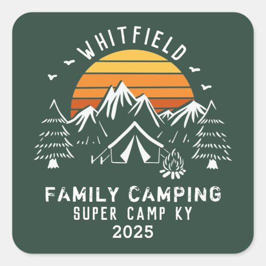 Familienurlaub Matching Camping Custom Quadratischer Aufkleber (Vorderseite)