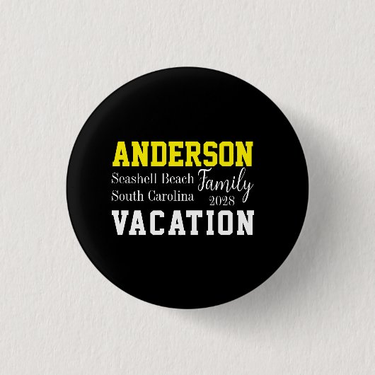 Familienurlaub Matching Sommertypografie Button (Vorderseite)