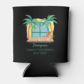 Familienurlaub mit Namen und anfänglichem Strand Dosenkühler (Vorderseite)