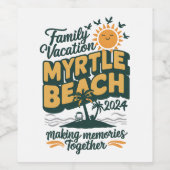 Familienurlaub Myrtle Beach 2024 Erinnerungen mach Weinetikett (Einzelnes Label)