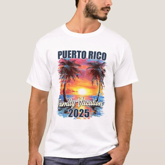 Familienurlaub Puerto Rico 2025 Sommertrip Match T-Shirt (Vorderseite)
