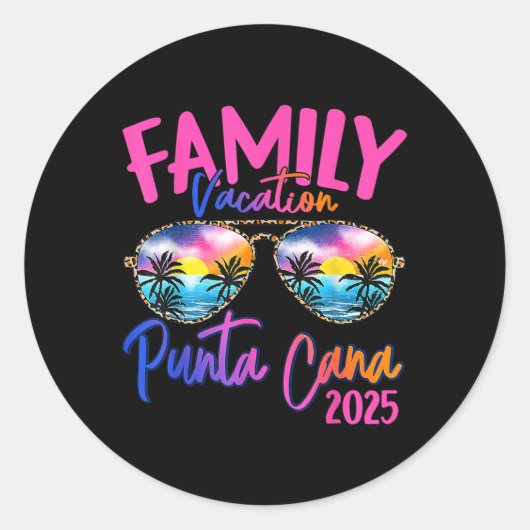 Familienurlaub Punta Cana 2025 - Matching Holiday Runder Aufkleber (Vorderseite)