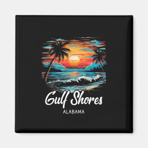 Familienurlaub Retro Sonnenuntergang Alabama Golfk Magnet