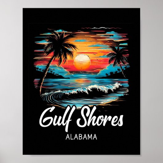 Familienurlaub Retro Sonnenuntergang Alabama Golfk Poster (Vorne)
