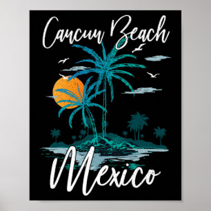 Familienurlaub Retro Sonnenuntergang Mexico Cancun Poster