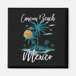 Familienurlaub Retro-Sonnenuntergang Mexiko Cancun Magnet