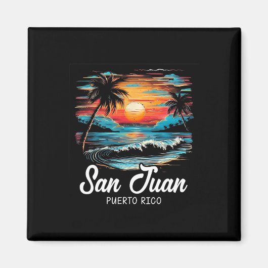 Familienurlaub Retro Sonnenuntergang Puerto Rico S Magnet (Vorne)