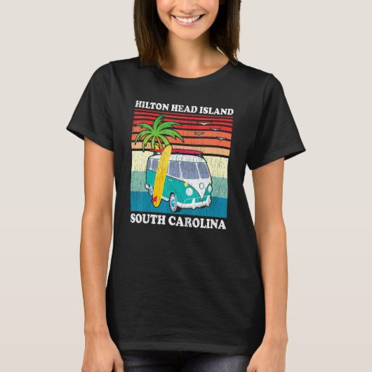 Familienurlaub Retro South Carolina Hilton Kopf I T-Shirt (Vorderseite)