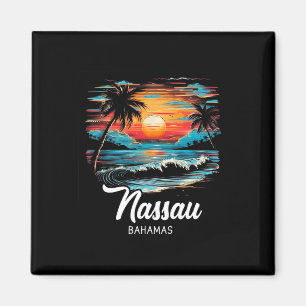 Familienurlaub Retro Sunset Bahamas Nau Magnet