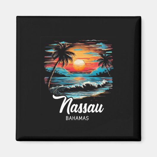 Familienurlaub Retro Sunset Bahamas Nau Magnet (Vorne)