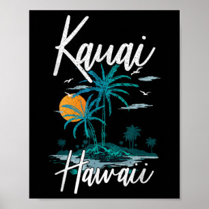 Familienurlaub Retro Sunset Hawaii Kauai Poster