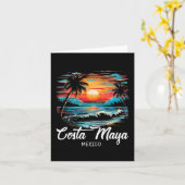 Familienurlaub Retro Sunset Mexiko Costa Maya Karte (Gelbe Blume)