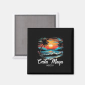 Familienurlaub Retro Sunset Mexiko Costa Maya Magnet (Vorderseite/Rückseite)