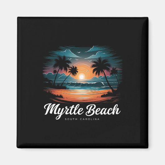 Familienurlaub Retro Sunset South Carolina Myrtle Magnet (Vorne)