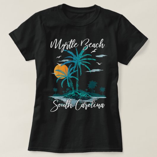 Familienurlaub Retro Sunset South Carolina Myrtle T-Shirt (Design vorne)