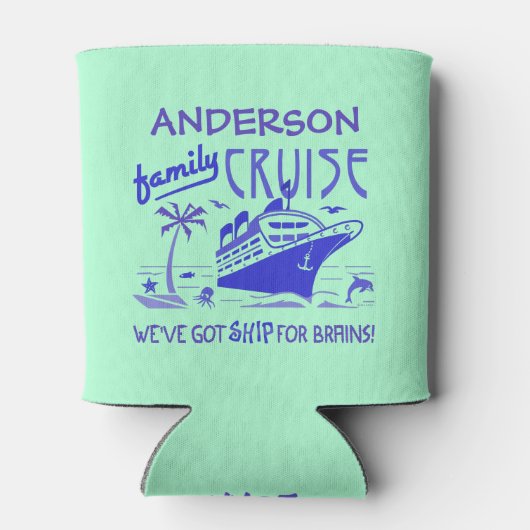 Familienurlaub Sonnenschiff | Individuelle Name V4 Dosenkühler (Rückseite)