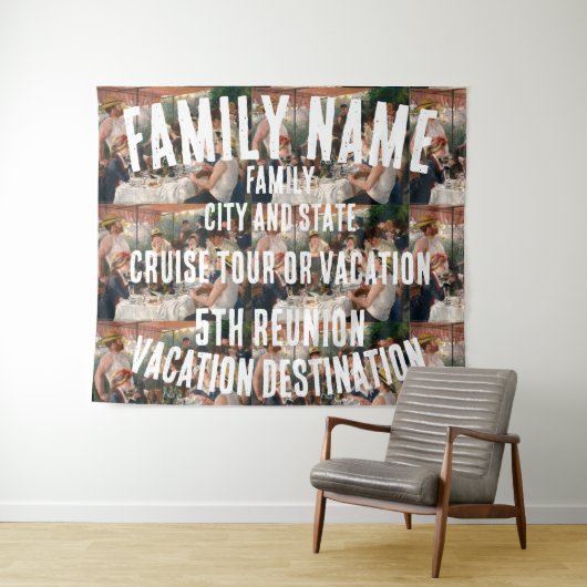 Familienurlaub Tour Schifffahrt Gruppe Hintergrund Wandteppich (Beispiel (Horizontal))