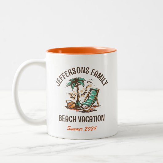 Familienurlaub Vintag Retro Beach Urlaub Zweifarbige Tasse (Links)