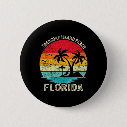 Familienurlaub Vintag Retro Florida Schatzinsel Button (Vorderseite)