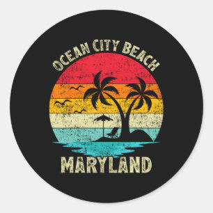 Familienurlaub Vintag Retro Maryland Ocean City Runder Aufkleber