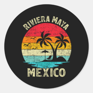 Familienurlaub Vintag Retro Mexiko Riviera Maya Runder Aufkleber