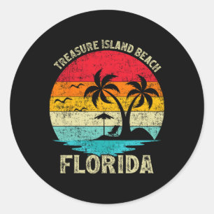 Familienurlaub Vintage Retro Florida Treasure Isl Runder Aufkleber