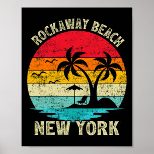 Familienurlaub Vintage Retro New York Rockaway Be Poster