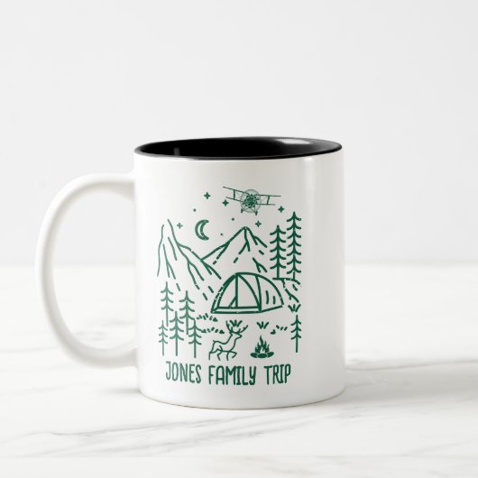 Familienurlaub Waldwald Pine Tree Custom Zweifarbige Tasse (Links)