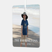 Familienurlaub Weihnachten Foto Ornament Aus Metall (Vorderseite links)