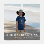 Familienurlaub Weihnachten Foto Ornament Aus Metall (Rückseite)