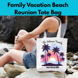 Familienurlaub Wiedersehen Beach Niedlich Palme Tr Tragetasche