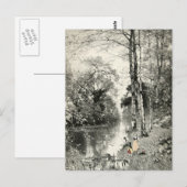 Familienwald Vintag Art 1800 Waldbache Munthe Postkarte (Vorne/Hinten)