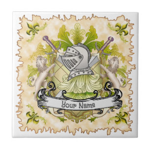Familienwappen der Green Knight Familie Nachname Fliese