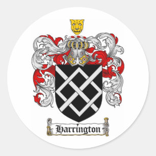 Familienwappen HARRINGTON - WAFFENSCHUTZMÜLLE Runder Aufkleber