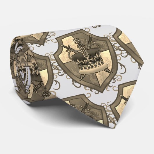 Familienwappen Krone Schwert Schild Krawatte (Gerollt)