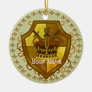 Familienwappen-Kronen-Nachnamen-Ornament Keramik Ornament