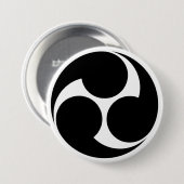 [Familienwappen] Links drehendes Mitsu-domoe Button (Vorne & Hinten)