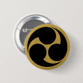 [Familienwappen] Links Mitsudomoe Button (Vorne & Hinten)