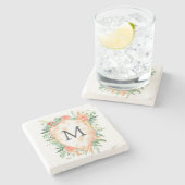 Familienwappen Pastellfarben Steinuntersetzer (Seitenansicht)