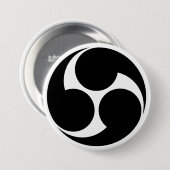 [Familienwappen] Rechtsdrehendes Mitsu-domoe Button (Vorne & Hinten)