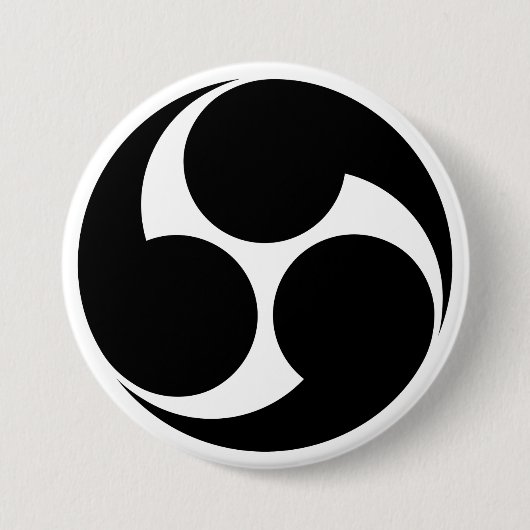 [Familienwappen] Rechtsdrehendes Mitsu-domoe Button (Vorderseite)