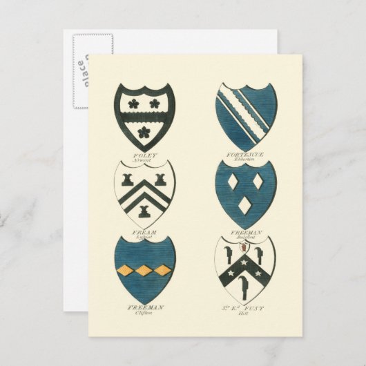 Familienwappen verschiedener englischer Häuser Postkarte (Vorne/Hinten)