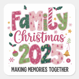 Familienweihnachten 2025 Gemeinsam Erinnerungen sc Quadratischer Aufkleber